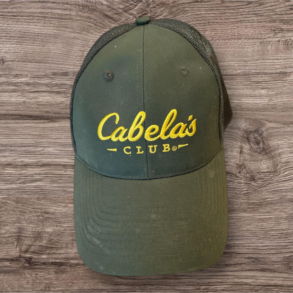Cabela's Olive and Yellow Mesh Cap, Adjustable Size